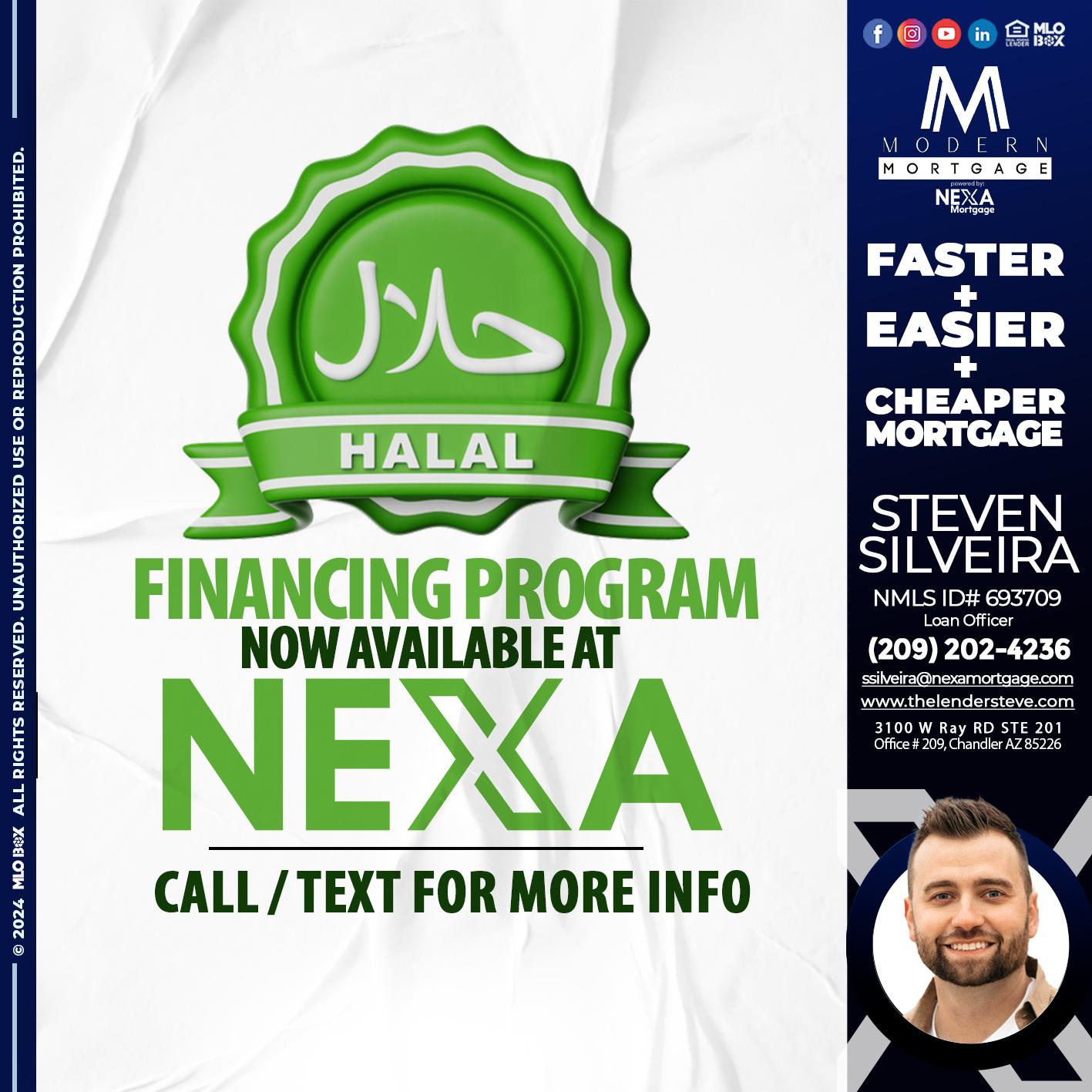 HALAL FINANCING PROGRAM - Steve Silveira -Loan Officer