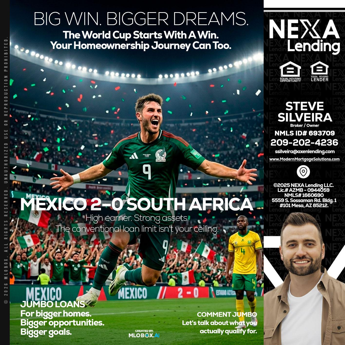 MEXICO 2-0 SOUTH AFRICA - Steve Silveira -Loan Officer