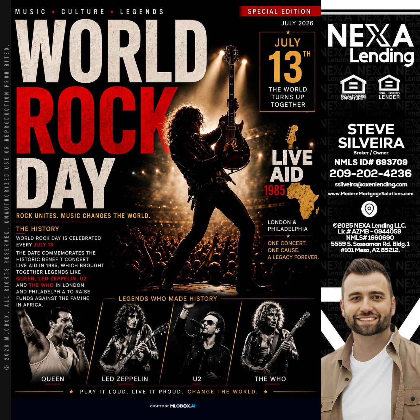WORLD ROCK MUSIC DAY - Steve Silveira -Loan Officer